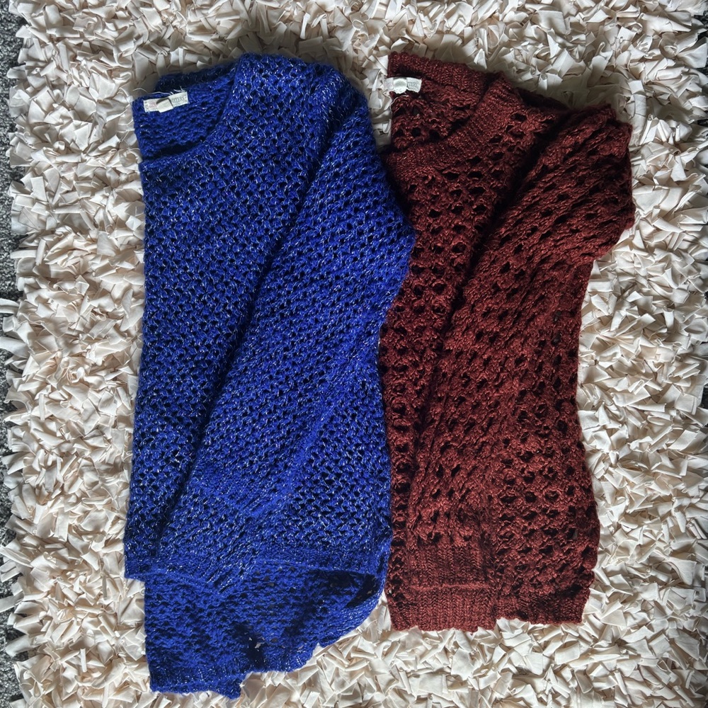 Blue and Orange/Brown Knit Sweaters bundle